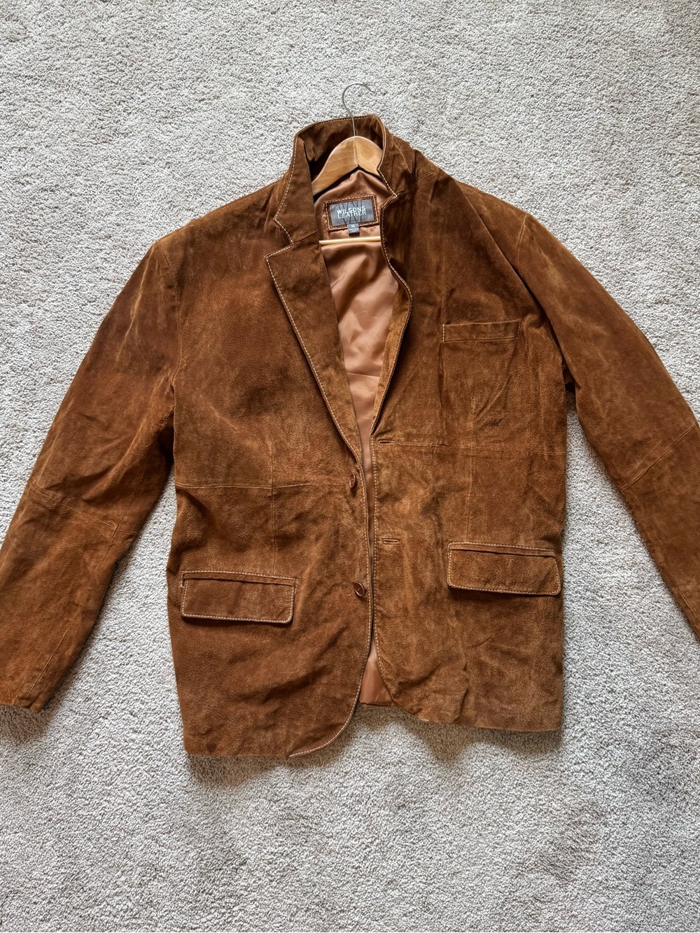Wilsons Leather Suede Blazer Men’s XL Brown Genuine Leather Two-Button Jacket